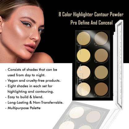 8 Color Highlighter Contour Powder Pro Define And Conceal